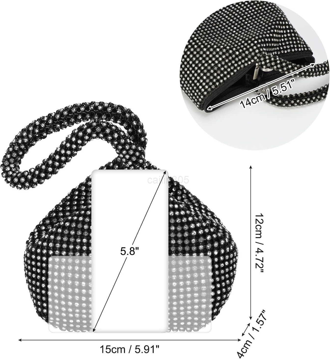 Womens Evening Bags Sparkly Rhinestone 708 Mini Clutch Vintage Triangle Small Purse Handbag for 1920s Party Wedding L Black Z25909