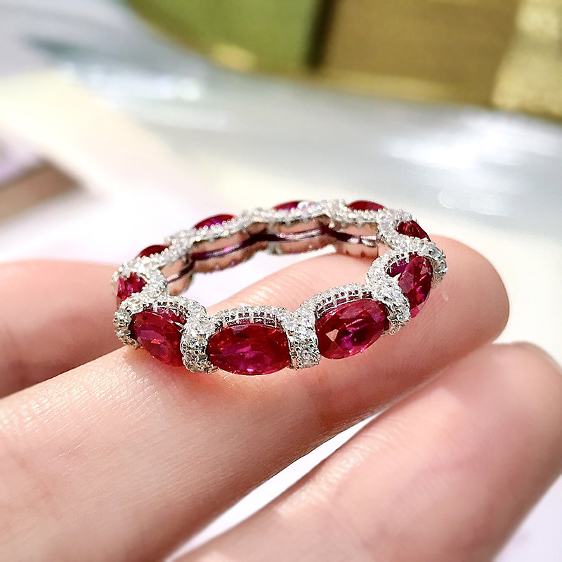 Factory price Wedding Rings Luxury Fine Jewelry High Quality 925 Sterling Silver Emerlad Moissanite Diamond Gemstones Party Eternity Women Engagement 