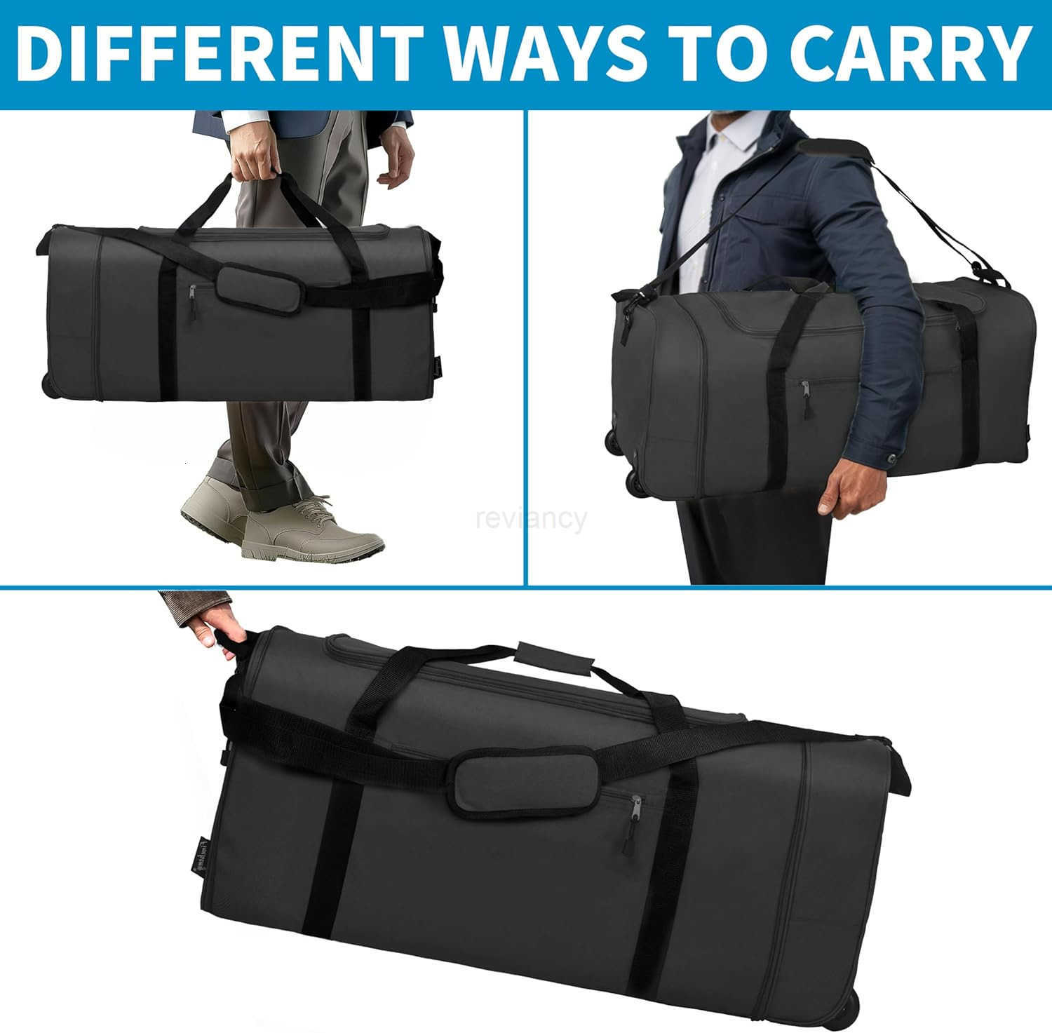 100L Foldable Rolling Duffel Bag with 2 Wheels Light Weight Travel Duffel bag with Large Loading Capacity 32 inch Rolling Duffel bag with Shoulder Str