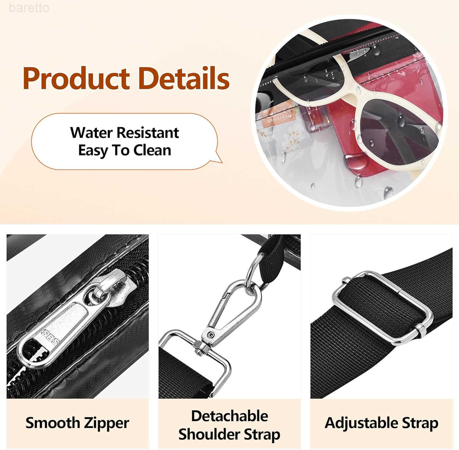 Clear Bag for Stadium Events Clear Purse with Removable Strap Transparent Bag for Sports Concert and Festivals Z250909