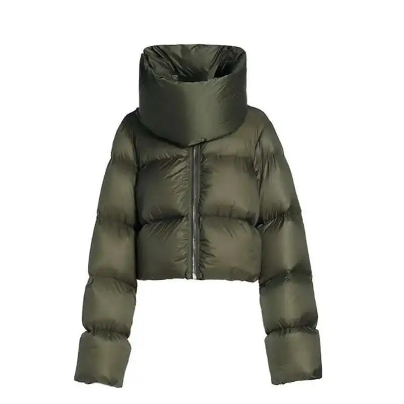 HKSH Autumn Winter Women Cotton Padded Jacket Scarf Collar Thick Long Sleeve Zipper Waded Bread Chic Trendy Coat H2840 250908