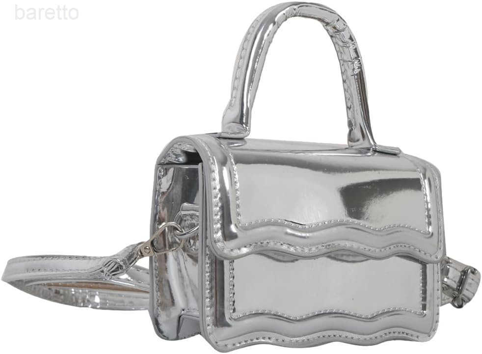 Womens Metallic PU Leather Single Strap Shoulder Bags Funky Waterproof Top Handle Mini Square Bag Crossbody Handbags Z250909