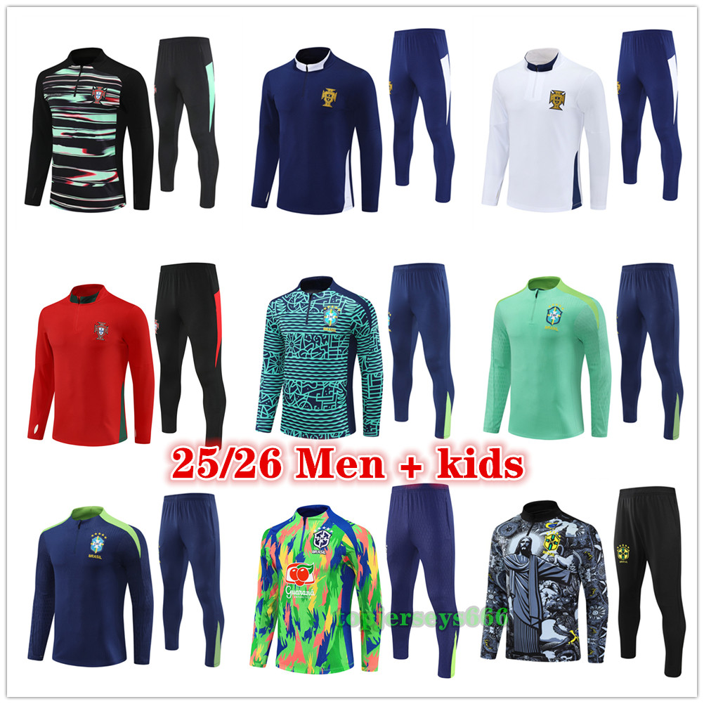 2025 2026 soccer tracksuit Portugal training suit Men and kids Brasil 25 26 brazilS football tracksuits jogging kits Survetement Foot chandal futbol tuta