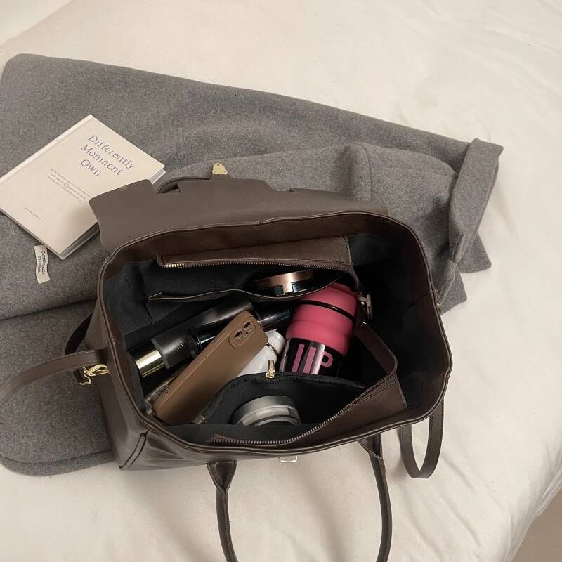 Large Capacity Women's Crossbody Bag Handbag Retro Style Women's Shoulder Bag Autumn New design Minimalist Designer Bag Flip Top Solid Color
