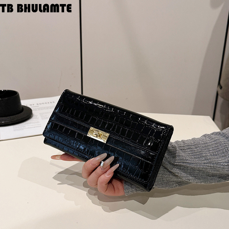 TB BHULAMTE Designer Wallet 2025 New Luxury High-end Luxury Bag Crocodile Pattern Long Wallet Versatile Fashion Large Capacity Multi-card Slot Women&#