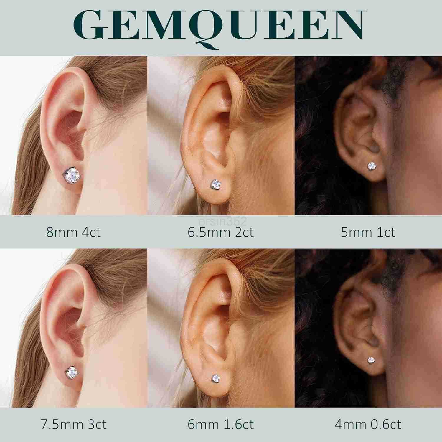 Stud Earrings 18K White Gold Plated Solid 925 Sterling Silver Earring Hypoallergenic Dainty Flat Back Stud Earrings Jewelry for Women Men D Color VVS1