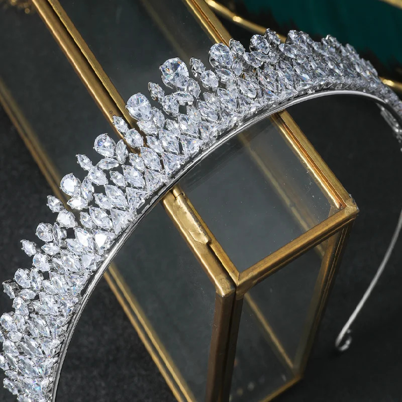 Wedding Crowns Tiaras For Bride CZ Zirconia Bridal Crowns Headband Women Girl Birthday Party Diadem Prom Hair Jewelry 250909