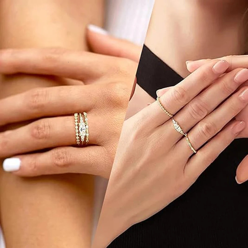 Stackable Gold Rings for Women Dainty 14K Trendy Plated Non Tarnish Stacking Cubic Zirconia Fashion Ring Jewelry Size 6 10 250908