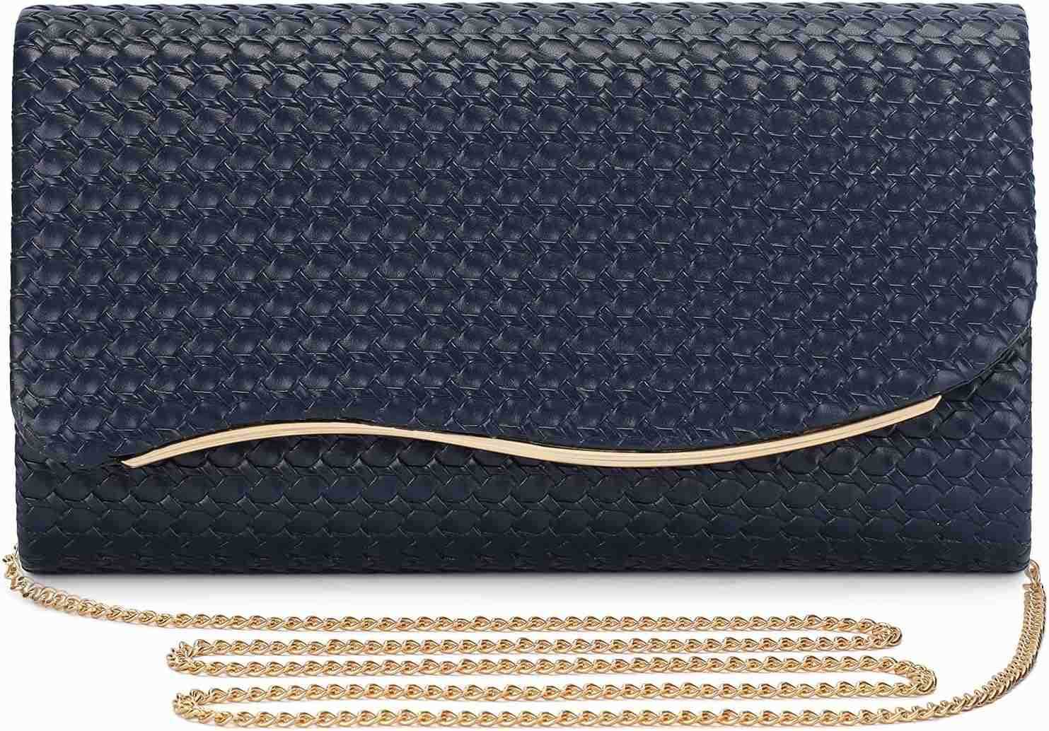 Evening Clutch Purses for Women Woven Formal Evening Bag Vegan Leather Crossbody Shoulder Handbag Envelope Bag Z25909