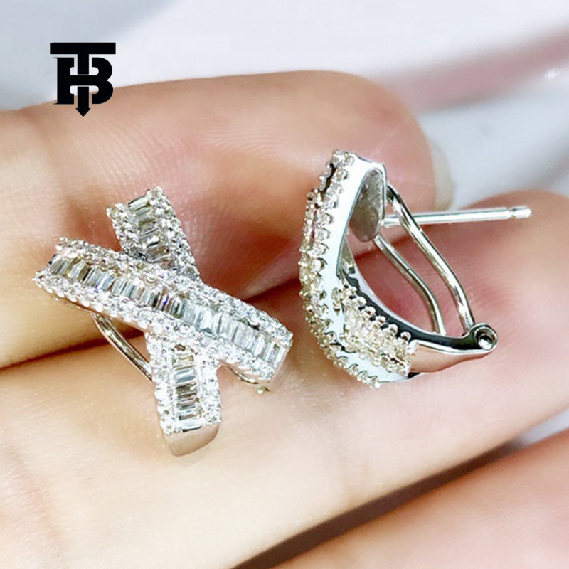 TB BHULAMTE Free Shipping I New Designer Accessories Trapezoidal Square Diamond Earrings Sweet Bow Earrings Women's Casual Earrings