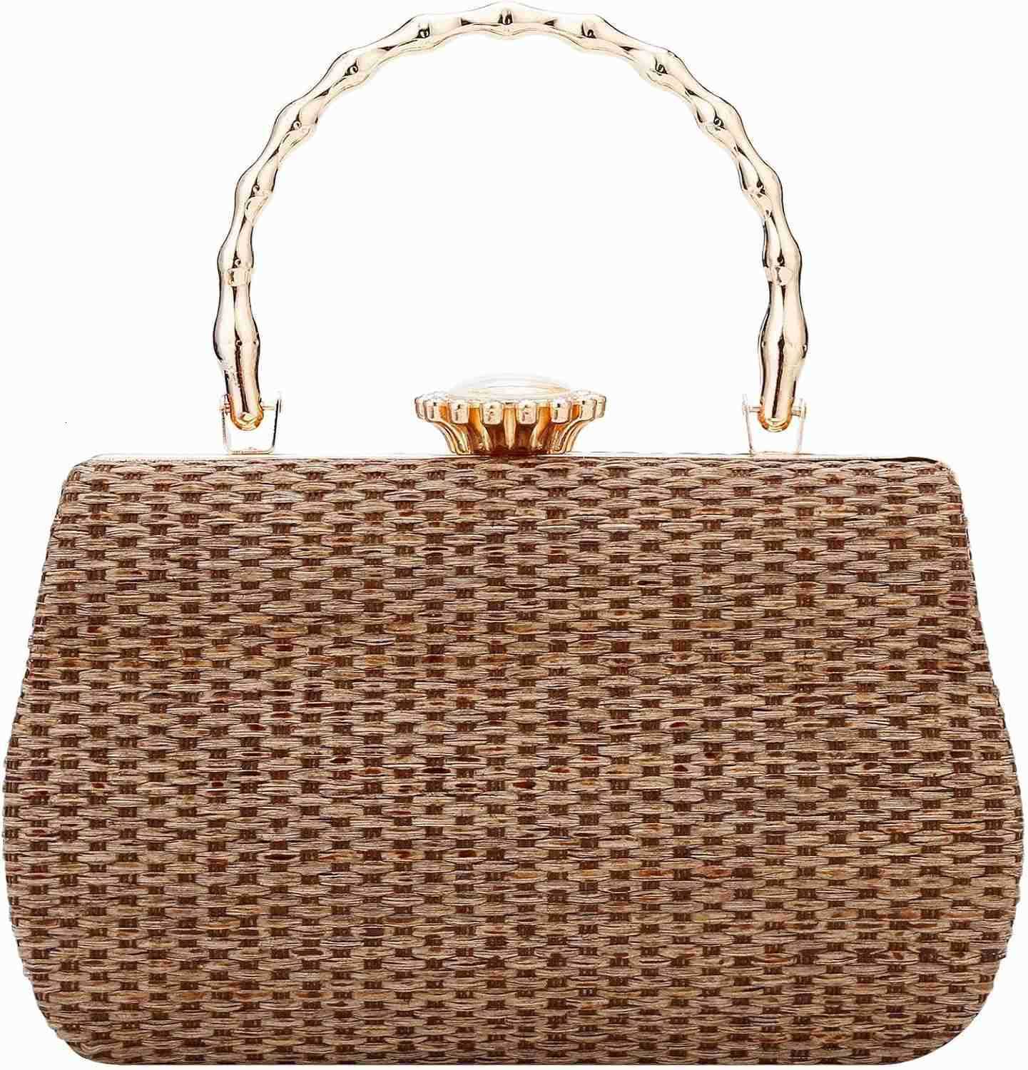 Purses for Women Summer Trendy Rattan Beach Bags Wicker Woven Party Wedding Evening Handbags Z25909