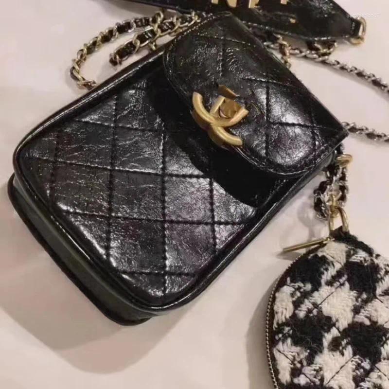 Evening Bags Square Vertical Bag Flip Small Buckle Single Thin Chain Shoulder Strap Ladies' Crossbody Messenger Sewing Thread Portable