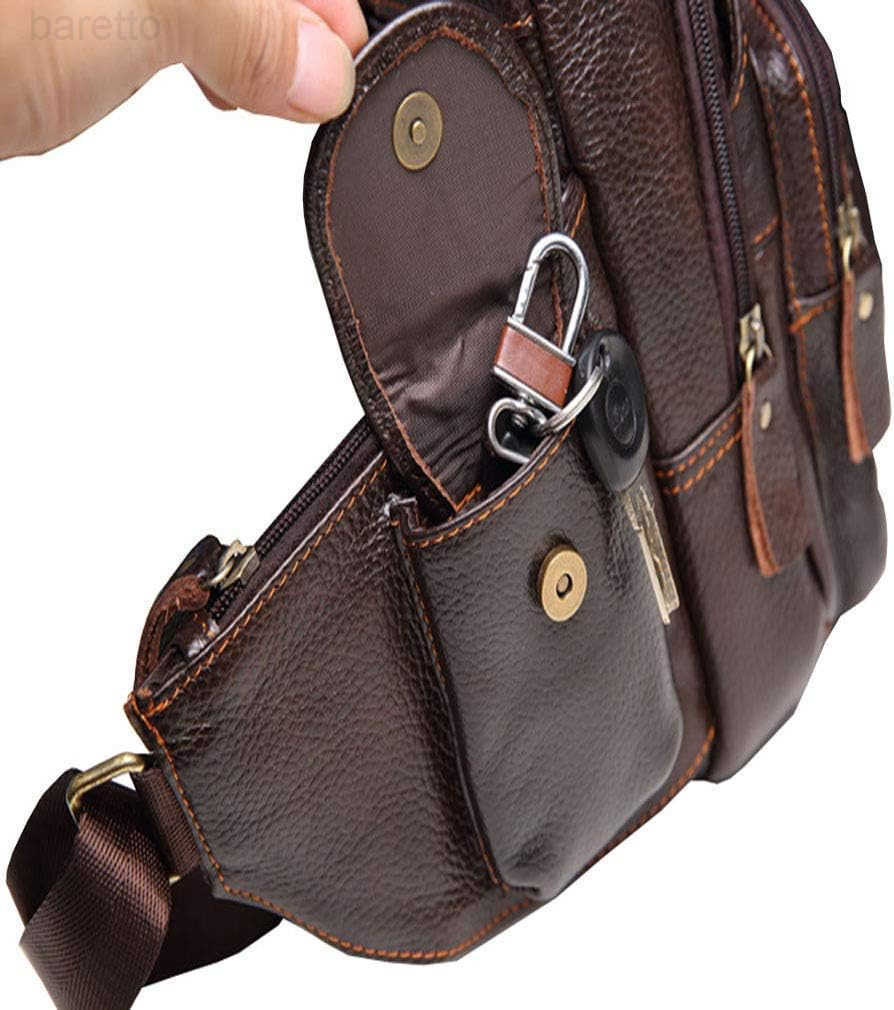 Leather Sling Bag Crossbody Backpack for Men Women Multipurpose Single Shoulder Chest Pack Daypack Outdoor Travel Casual Day Pack Coffee Z250909