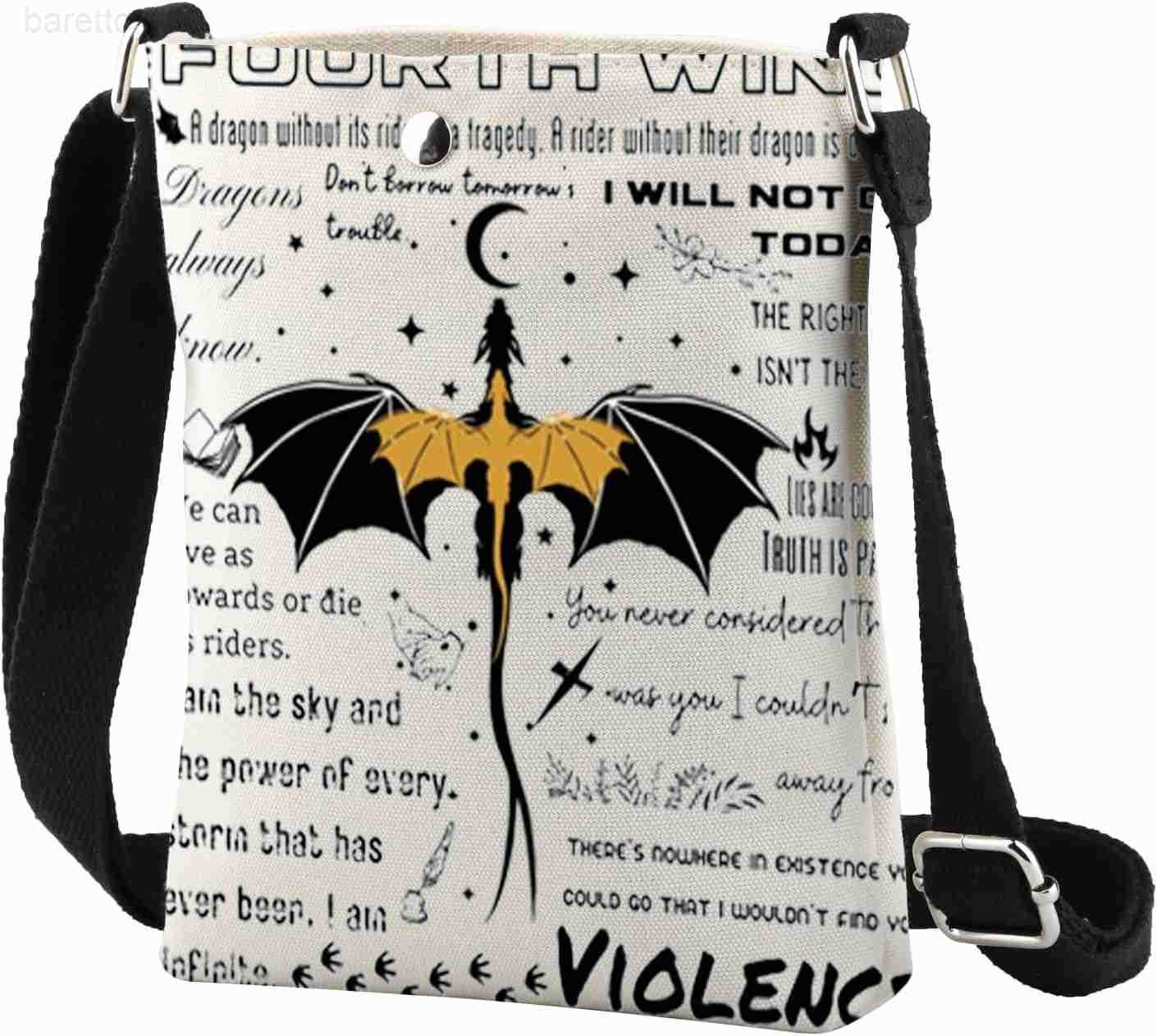 FW Inspired Gifts 4th Wing Crossbody Bag Books and Dragons Lover Gift Fantasy Romance Bookish Small Cross Body Purse Z250909
