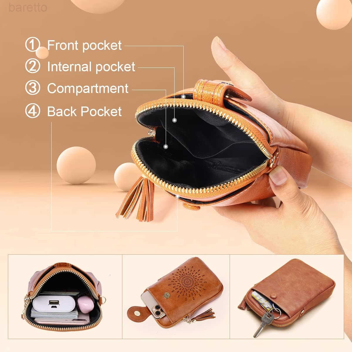 Small Crossbody Bags for Women Lightweight Vegan Leather Cell Phone Purse Cute Purses with Tassels Z250909