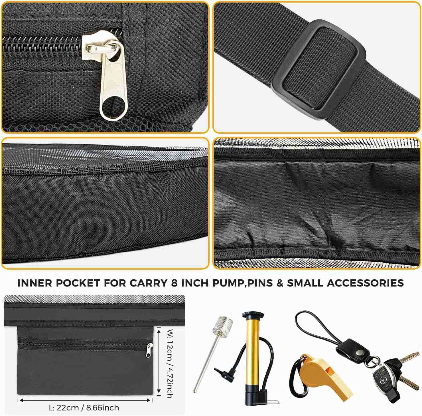 Ball Bag with Zipper Pocket Mesh Shoulder Bag with Buckle Clip Sport Equipment Storage Net for Carring Basketball Soccer Volleyball Rugby Also as Swim
