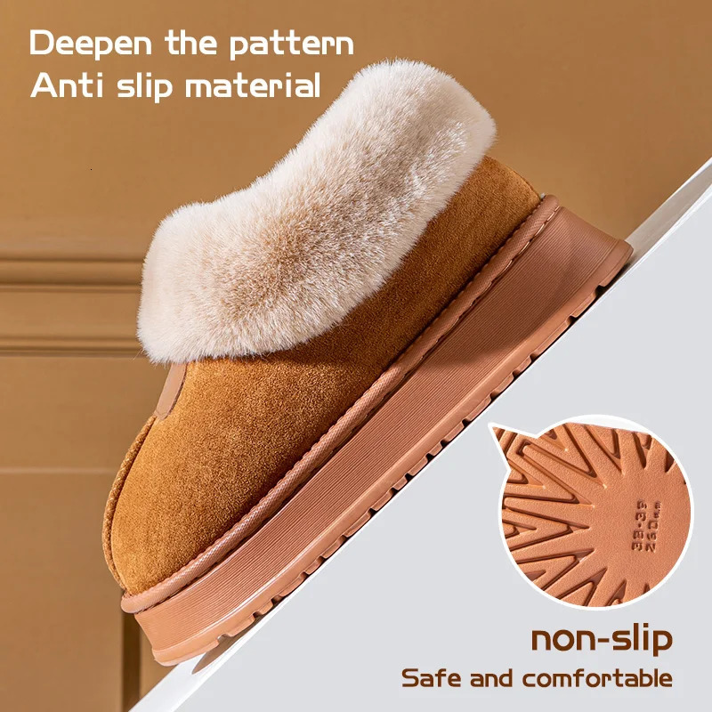 Cotton slippers for women winter snow boots home and indoor warmth with plush thick sole couple men 250915