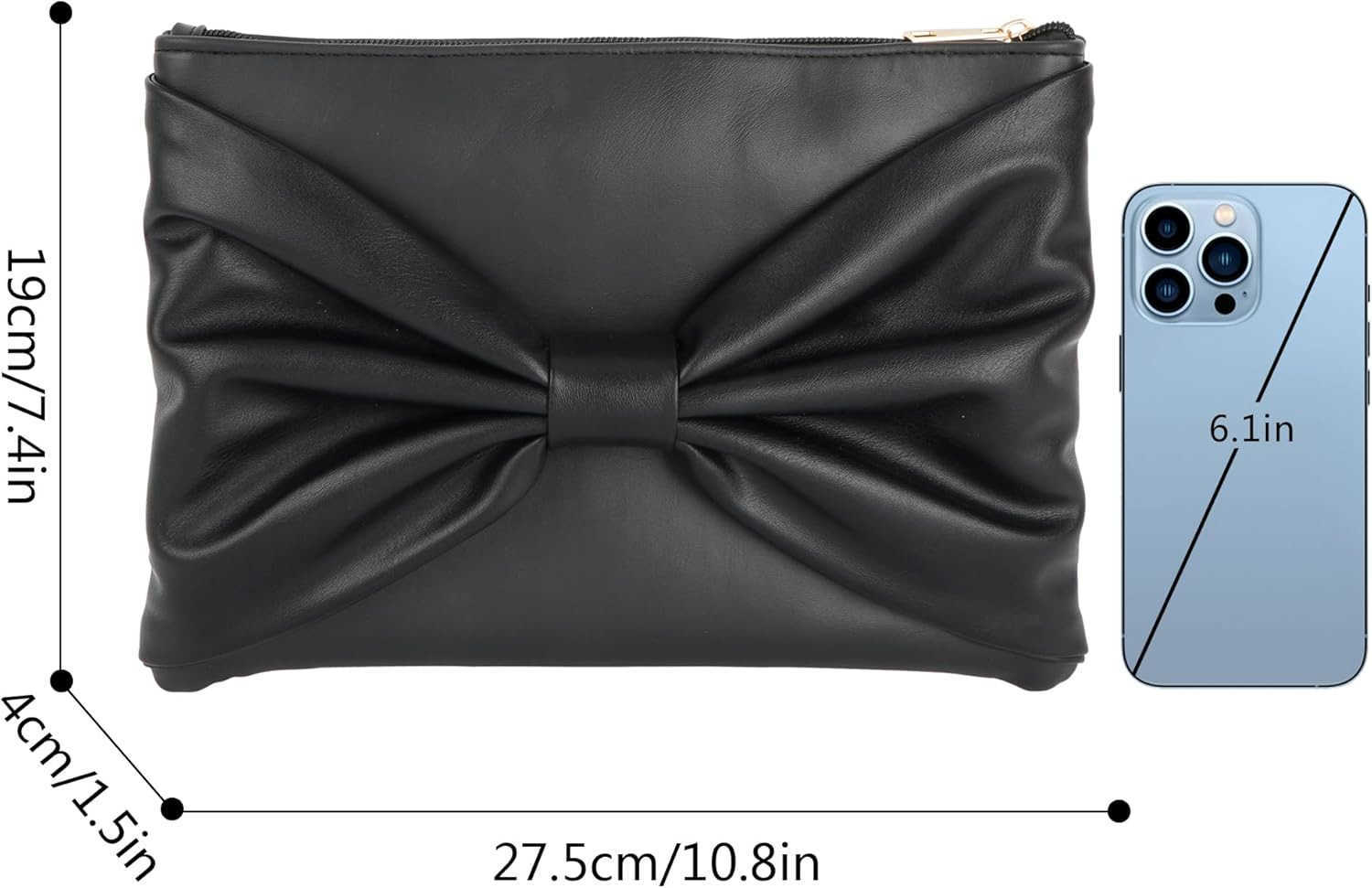 Large Bow Design Faux Leather Handbag Evening Clutch Bag Purse Z25909