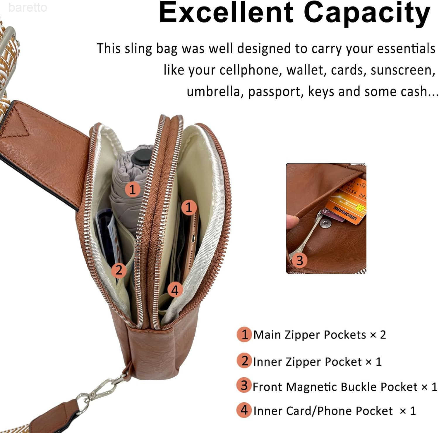 Sling Bag for Women Vegan Leather Crossbody Fanny Packs Chest Bags With Guitar Strap Z250909