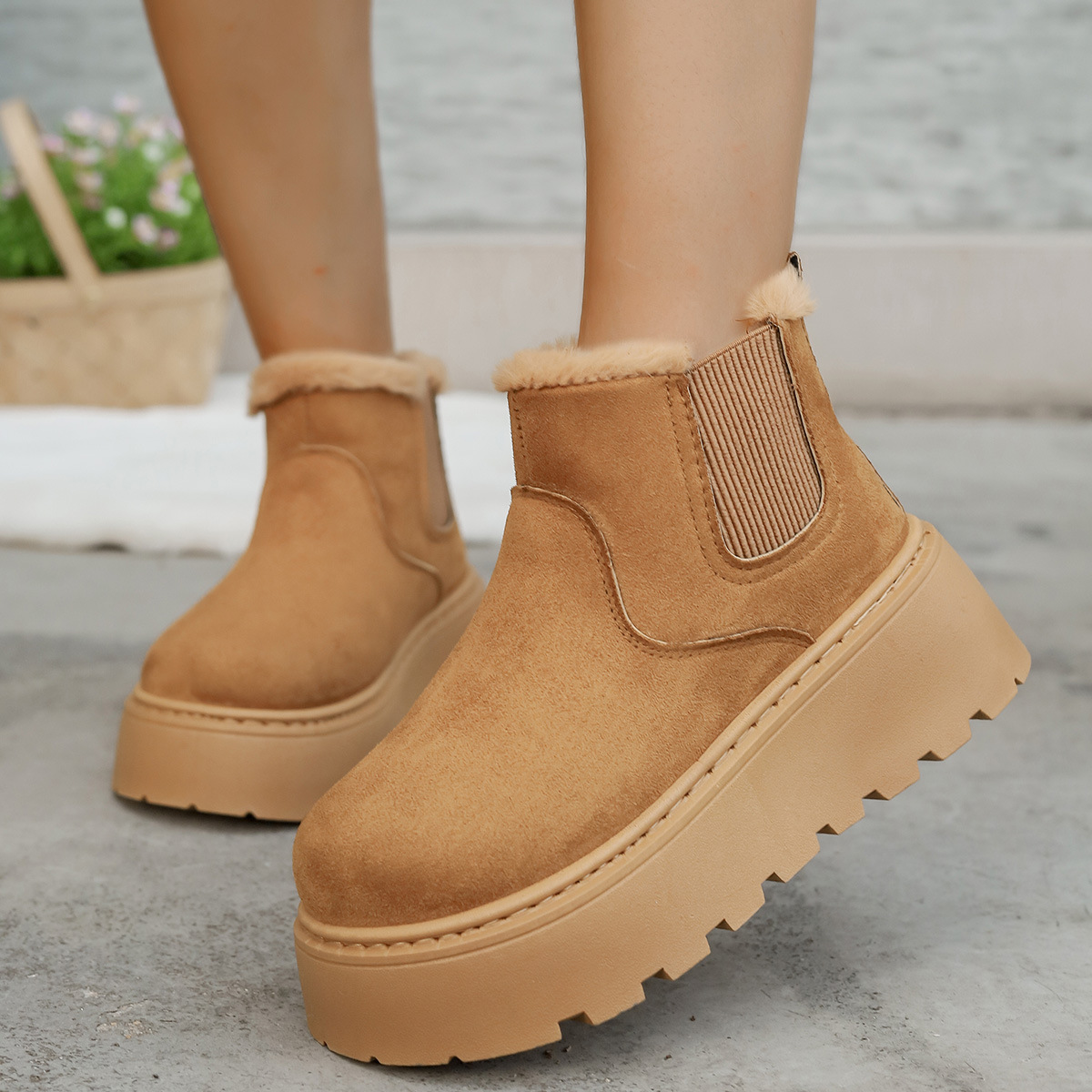 Winter Snow Boots: Plush-Lined, Free shipping Solid Color Cotton Sports Shoes for Women