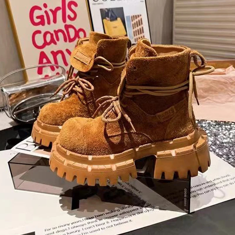 Ankle Boots for Women Flats Platform Shoes Fashion Winter Dress Woman 2025 Suede Cozy Chelsea Botas De Mujer 250908