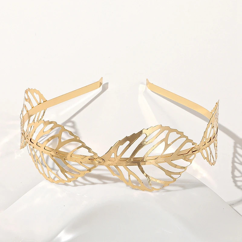 Gold Color Leaf Headband Headpiece Crown Tiara Headdress Goddess Greek Head Jewelry Bride Wedding Hair Accessories 250909