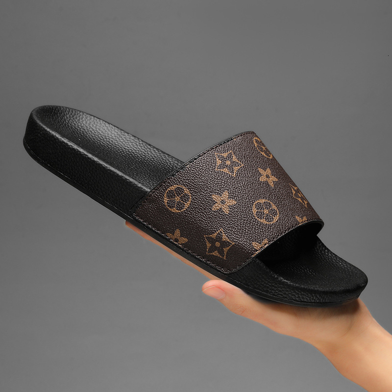 Free Shipping design Slippers for Men Big Size Luxury Black Brown Outdoor Beach Shoes