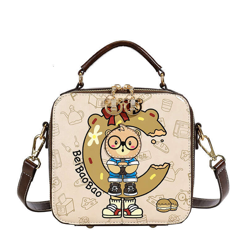 Cartoon Cute Beibao Girl Small Square Women 2025 New Trendy Bear Single Shoulder Crossbody Bag Versatile