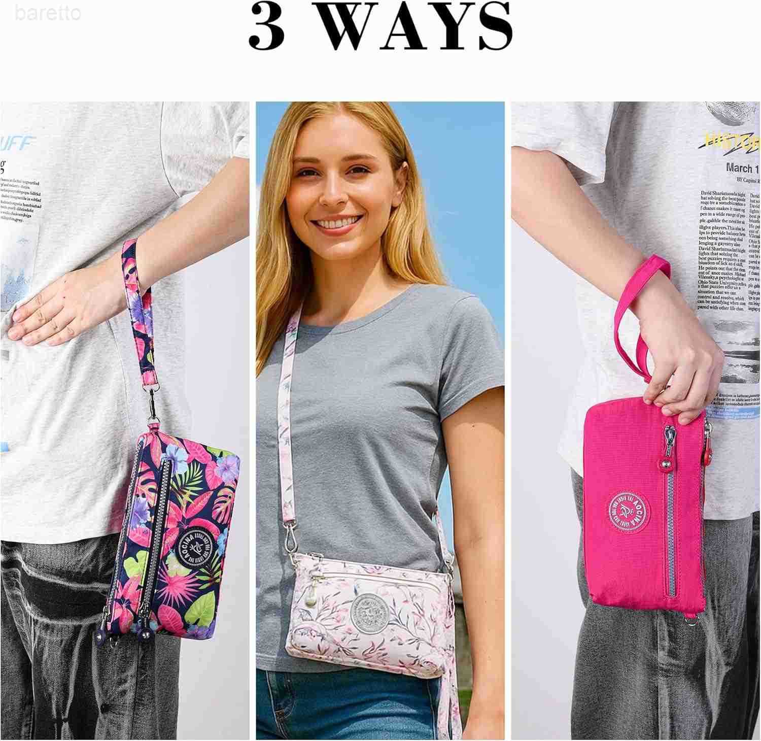 RFID Printed Wristlet Wallet for Women Small Crossbody Purse Nylon Clutch Bag with Card Slots MultiPockets Z250909