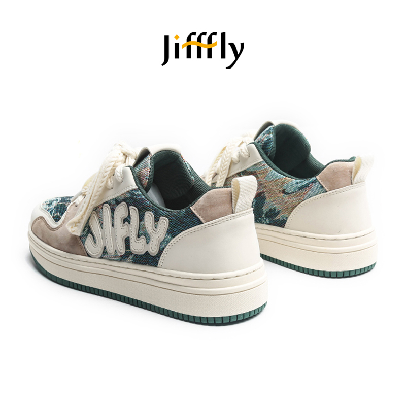 Casual Korean-Inspired Airflow Jifffly Vintage Doodle Patterned Athletic SlippersJFY-831