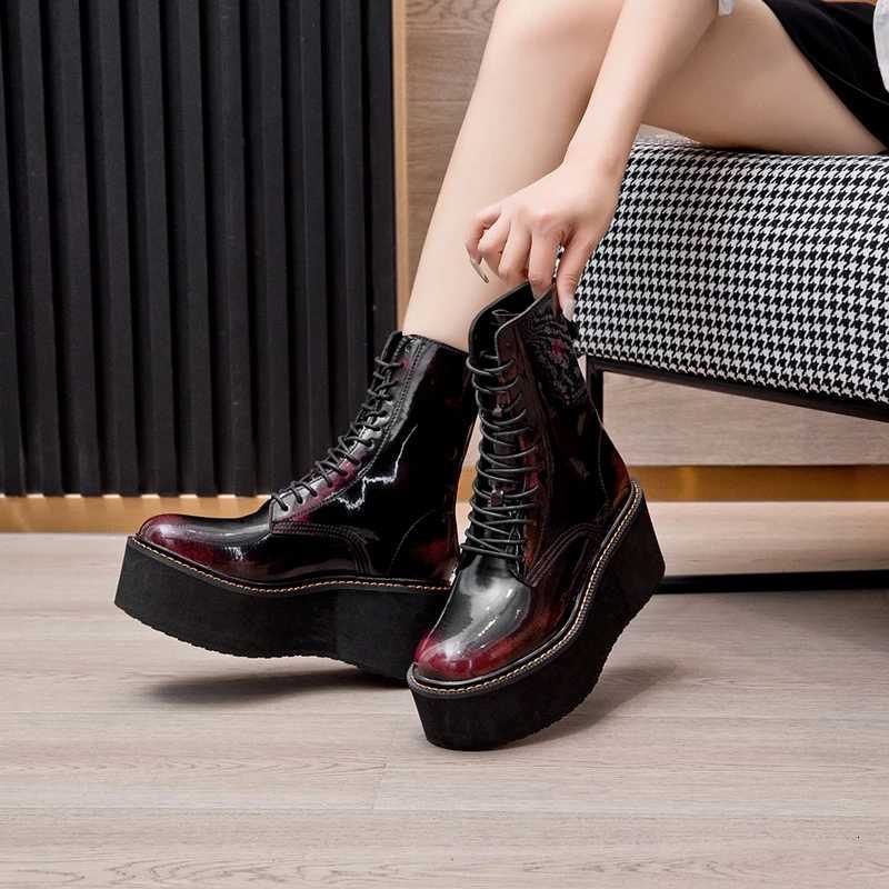 AIYUQI Women Ankle Boots Genuine Leather 2025 New Platform High Heel Short Boots Female Nonslip Large Size Women Winte Boots W250909
