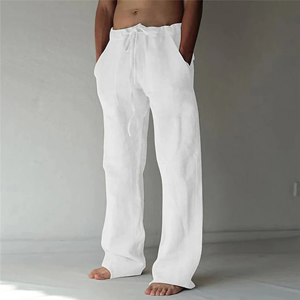 Solid Color Summer Pants Mens Trousers Baggy Pants Beach Pants Casual Pants Drawstring Pocket Comfort Straightleg pant 6XL 250909