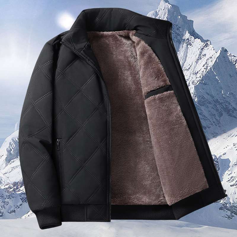 hot Designer free shipping Classic and comfortable cotton jacket new mens autumn and winter standing collar with plush insulation warm cotton jacket