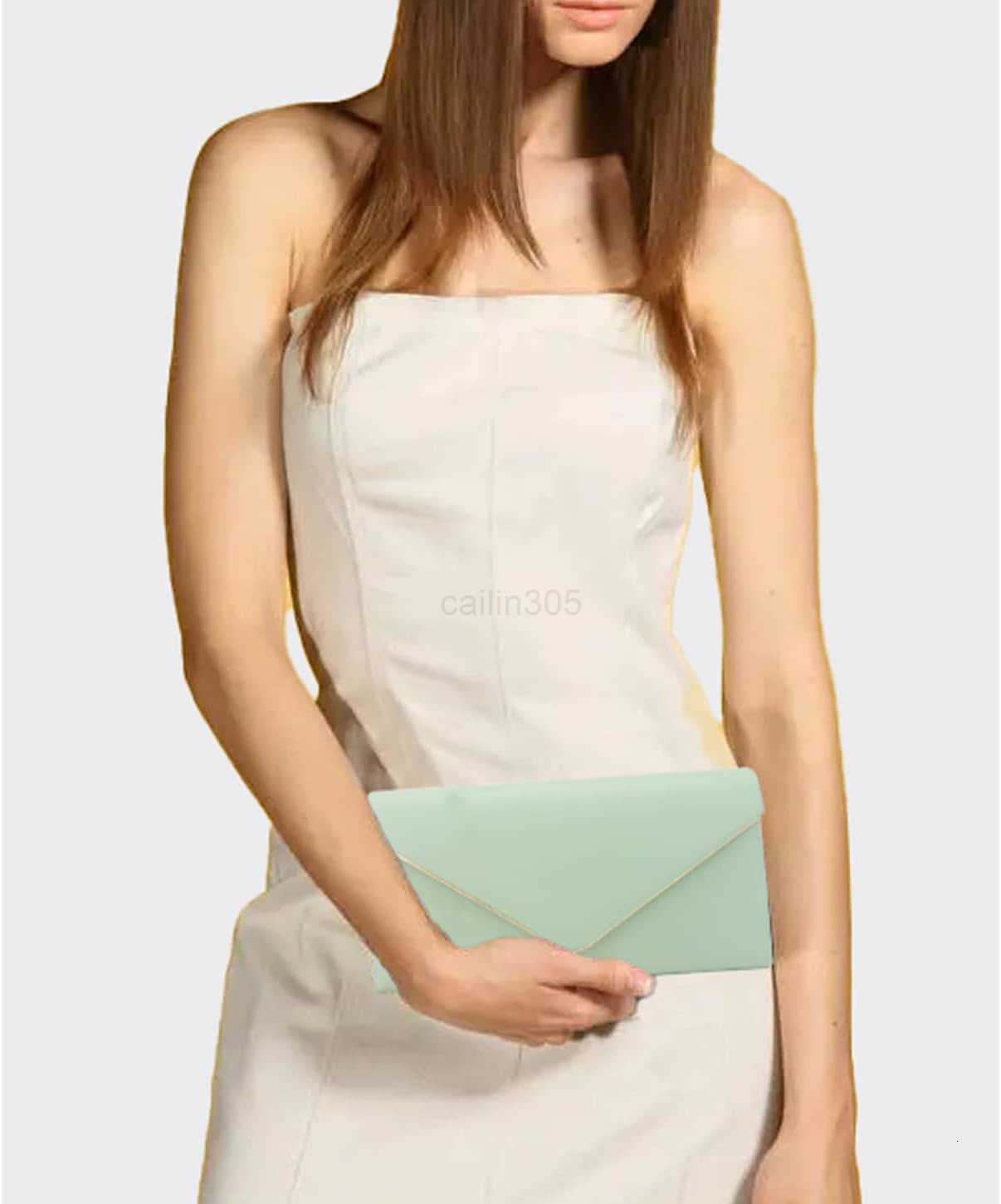 Leather Envelope Clutch Bag Classic Dressy Purse Foldover Evening Handbag Z25909