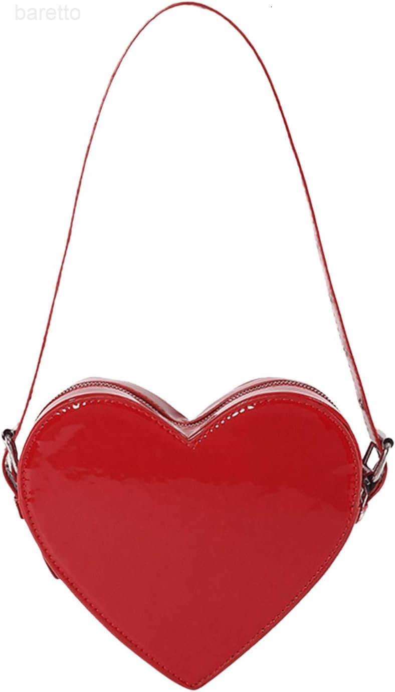 Womens Cute Heart Shaped Shoulder Bag Zipper Small Novelty Handbag with Adjustable Strap Z250909