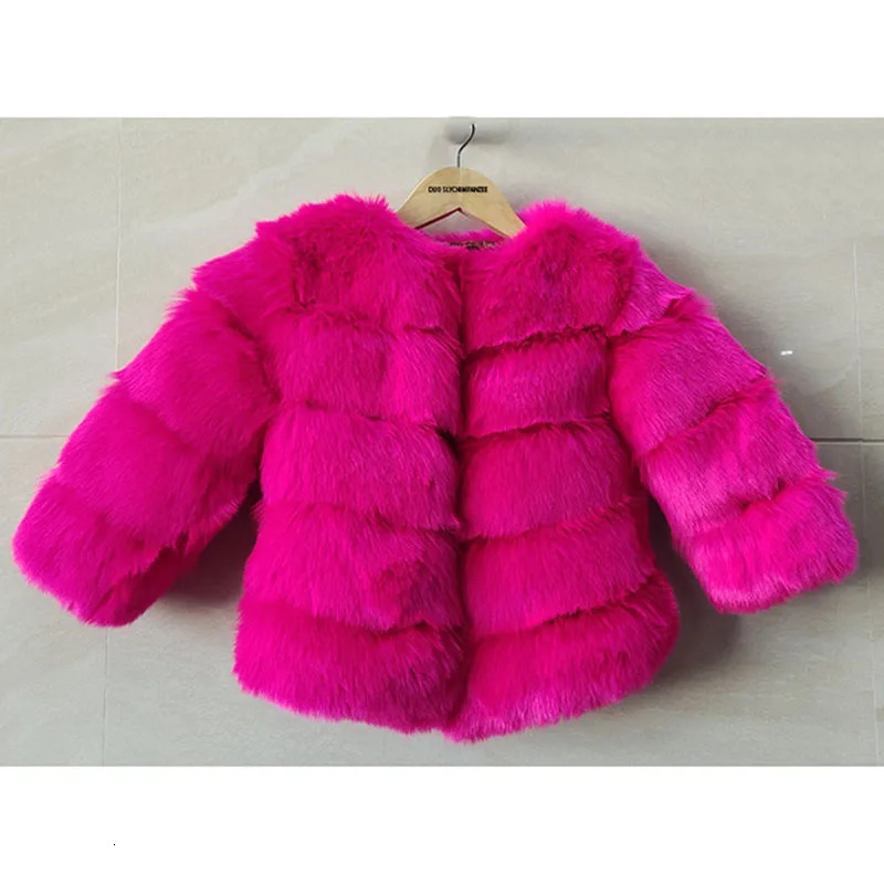 212 Years Girls Faux Fur Jacket Warm Elegant Toddler Baby Fox Fur Coat Girls Winter Clothes Long Sleeve Outwear TZ654 250908