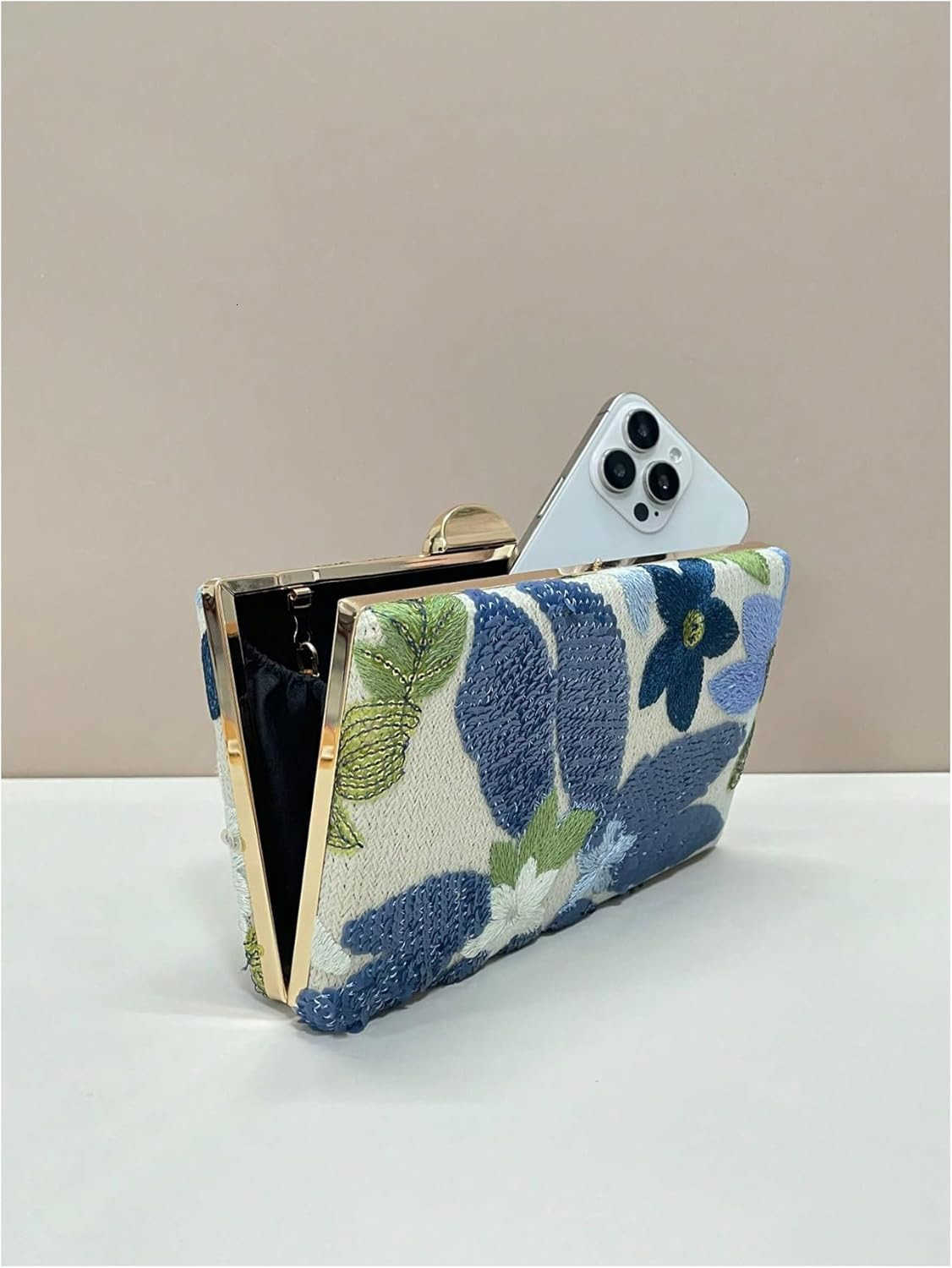 Womens Sequin Floral Embroidery Evening Beaded Clutch Bags Elegant Mini Crossbody Purses Wedding Party Bag Z25909