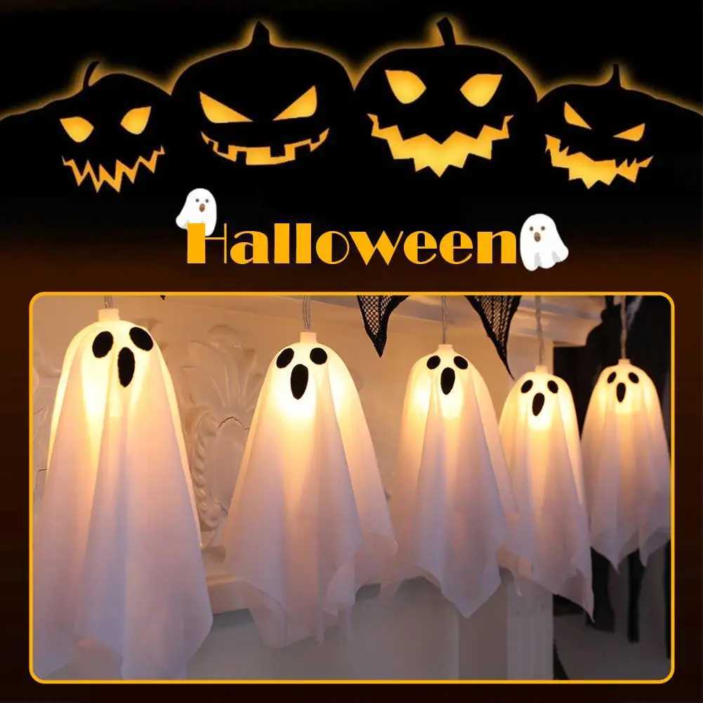 Halloween DecorationLight Up Ghost LED Colorful Light Ghost Terrifying Glowing Pendant Little Atmosphere String Decorati K2O3 H250908