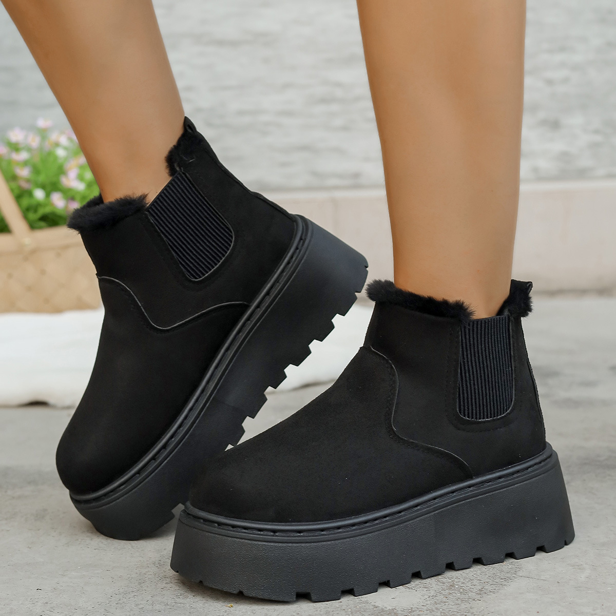 Winter Snow Boots: Plush-Lined, Free shipping Solid Color Cotton Sports Shoes for Women