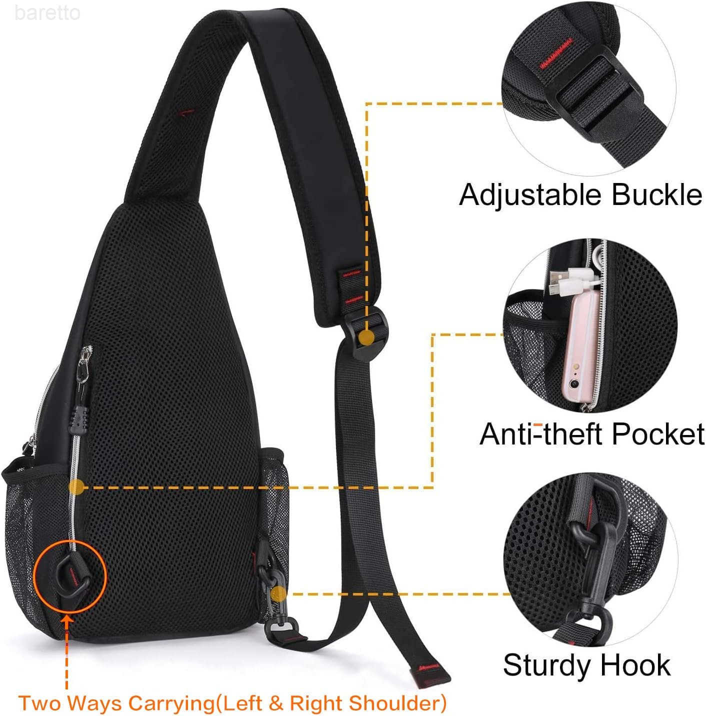 Mini Sling BackpackSmall Hiking Daypack Travel Outdoor Casual Sports Bag Black Z250909