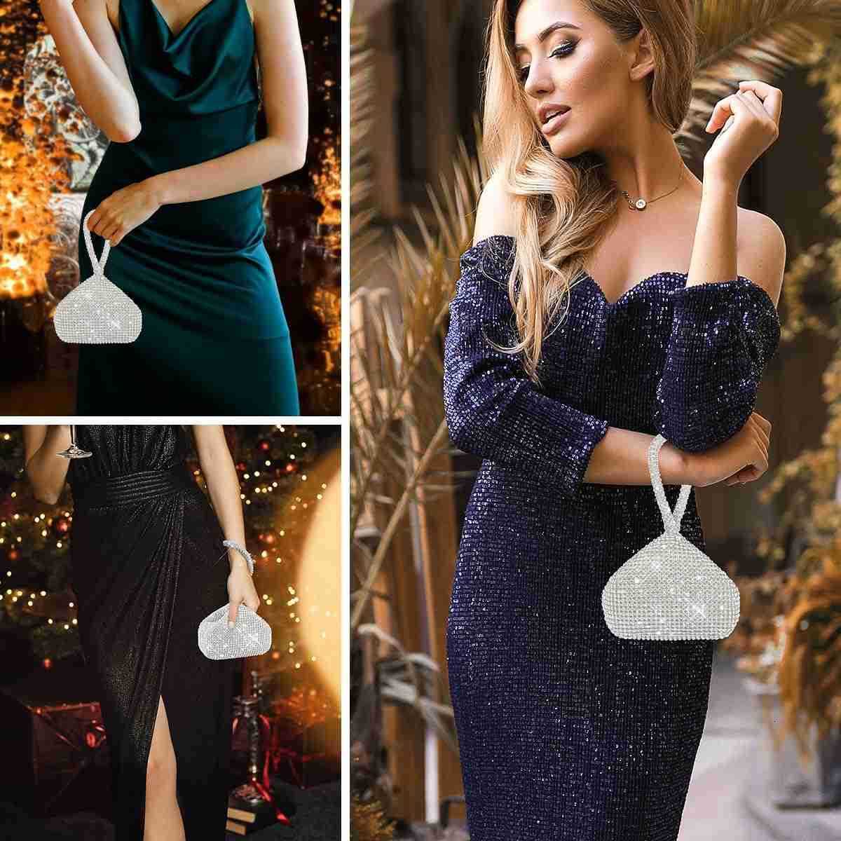 Evening Clutch Bag Women Rhinestone Clutch Bag Sparkly Glitter Purse for Prom Party Wedding Engagement Z25909