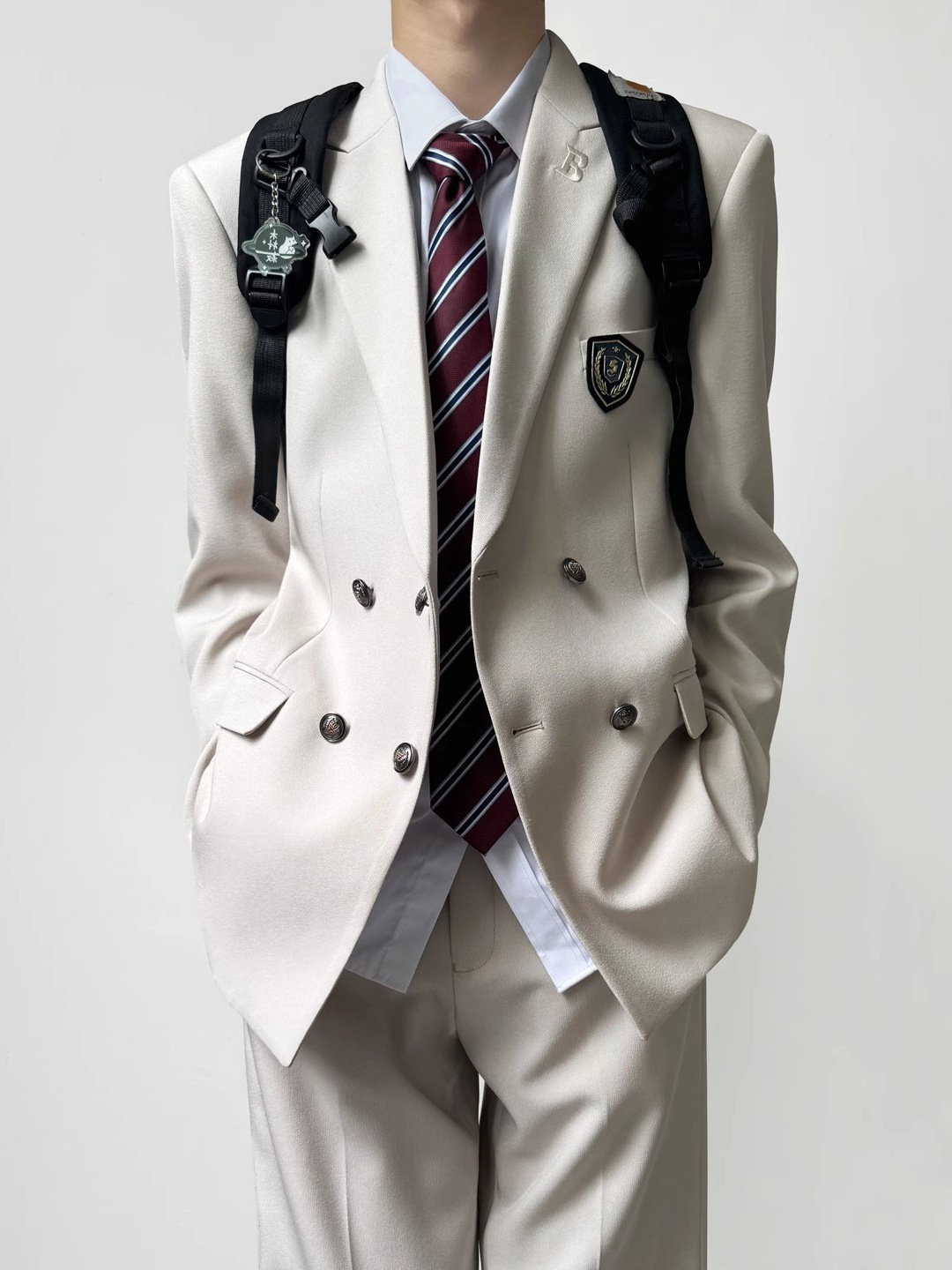 W299Men's spring and autumn youth double-breasted suit jacket