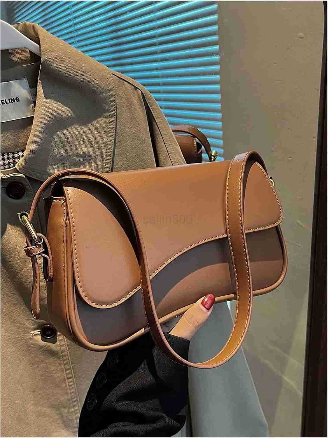 Womens Leather Shoulder Bag Clutch Purses Trendy Hobo Crossbody Handbags Y2K Saddle Flap Underarm Purse Z25909