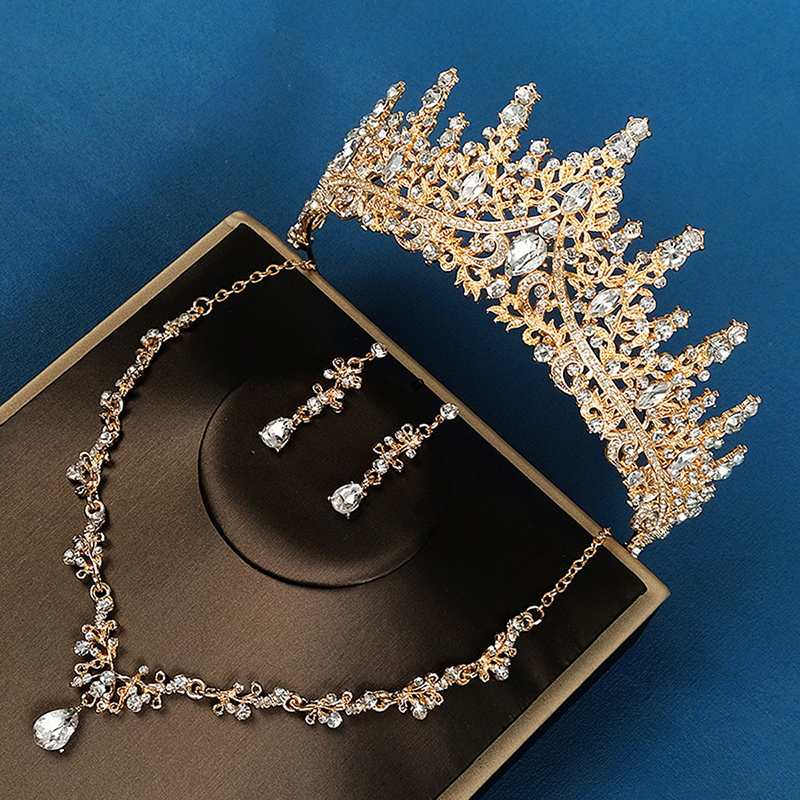 Bridal Tiara Three Piece Set Luxurious and Grand Wedding Jewelry Set with High End Tiara, Necklace and Earrings a perfect choice to elevate your weddi
