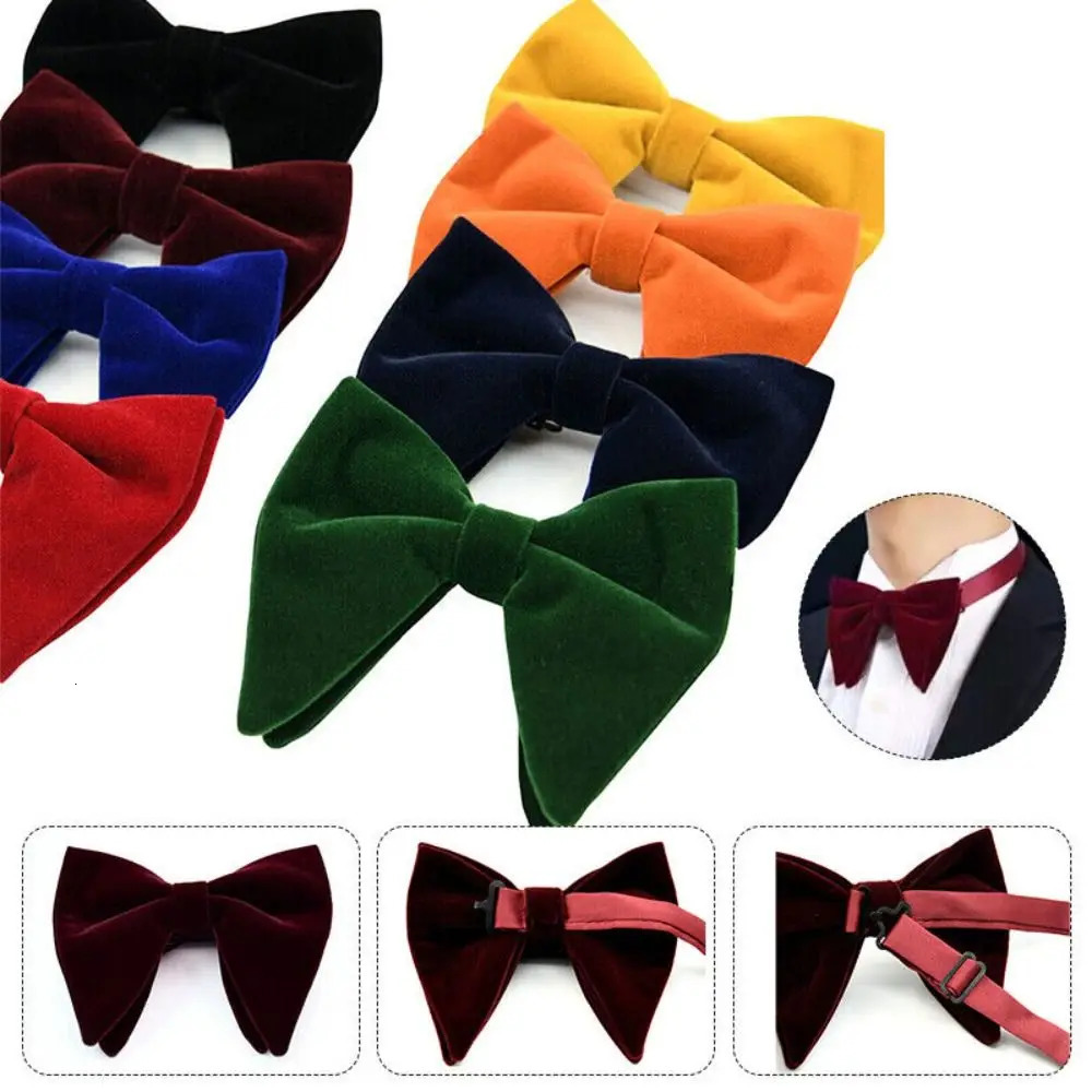 Mens Oversized Bow Tie Solid Velvet Bowtie Wedding Party Tuxedo Adjustable Necktie Big Bow Tie 250908 L251122S5AM