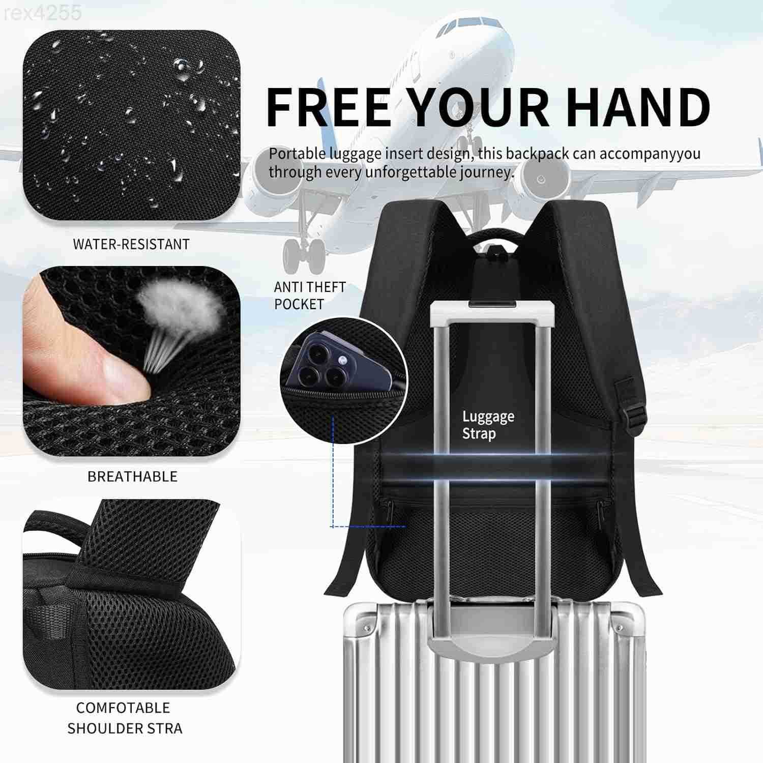 Black Backpack for Men School Backpack for Boys Teens Backpacks for School College backpack Book Bag Water Resistant Bookbag Business Work Travel Moch