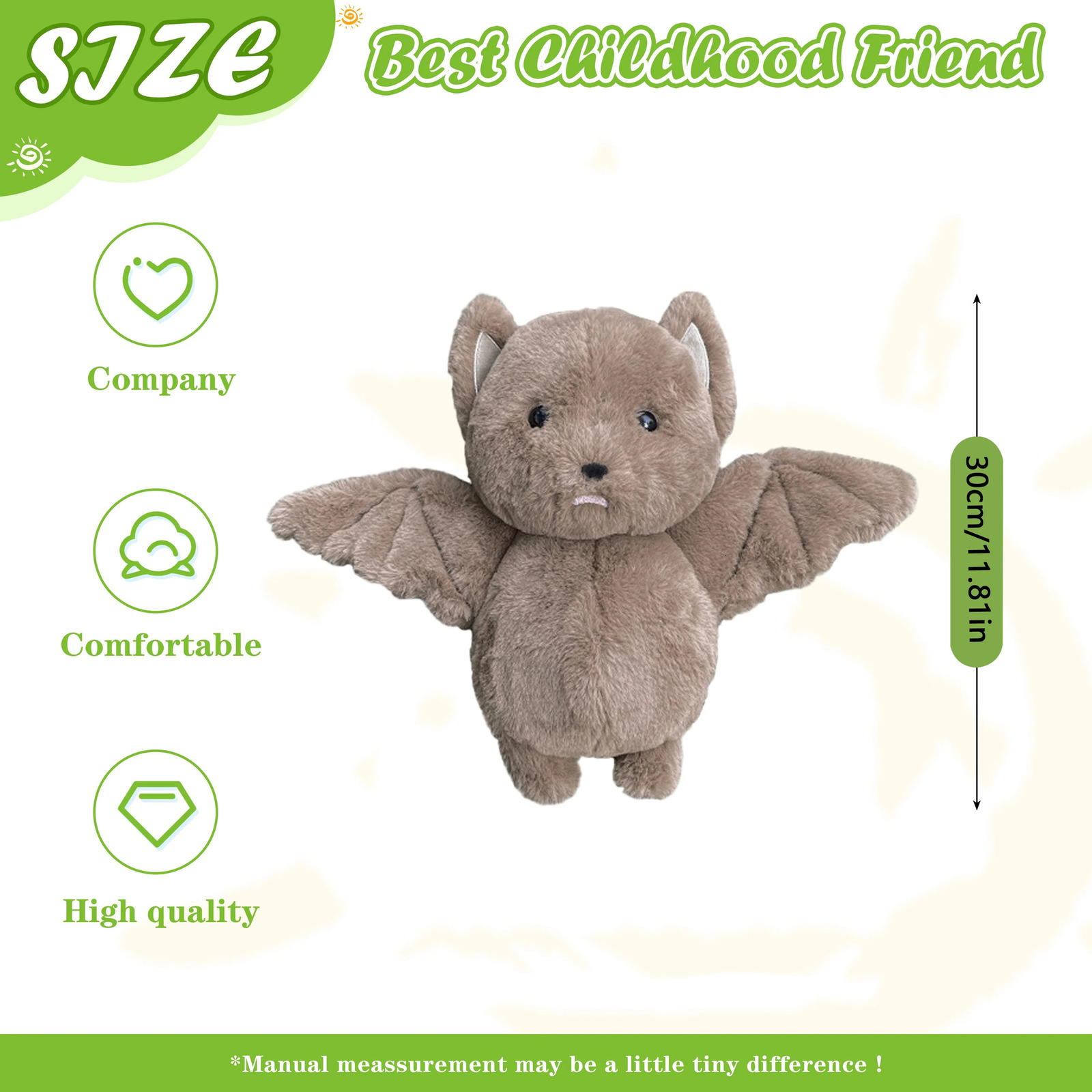 30cm Halloween Plushy Animal Lovely Grey Bat Cartoon Soft Model For Boys and Girls Christmas Halloween Decoration Holiday Gifts 250909