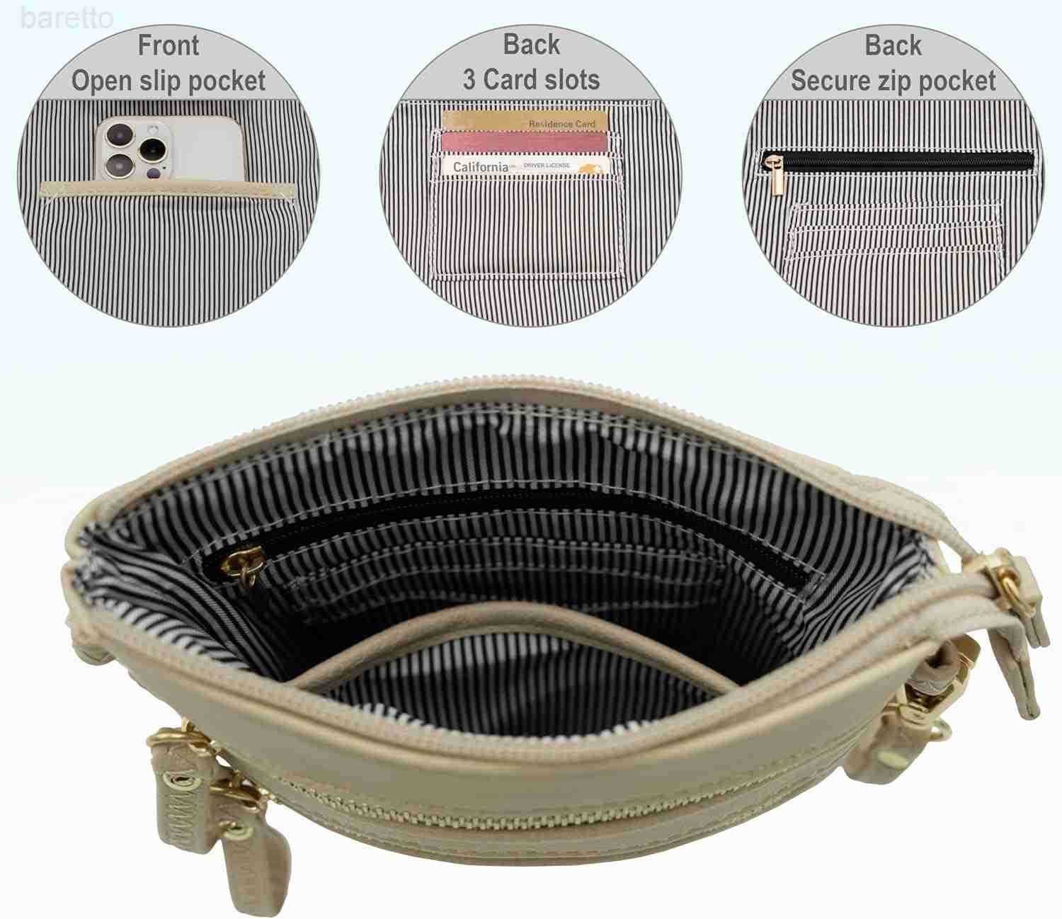 Small Crossbody Bag for Women Multi Zip Pockets with Detachable Wristlet Lightweight Travel Purse Cell Phone Pouch Z250909