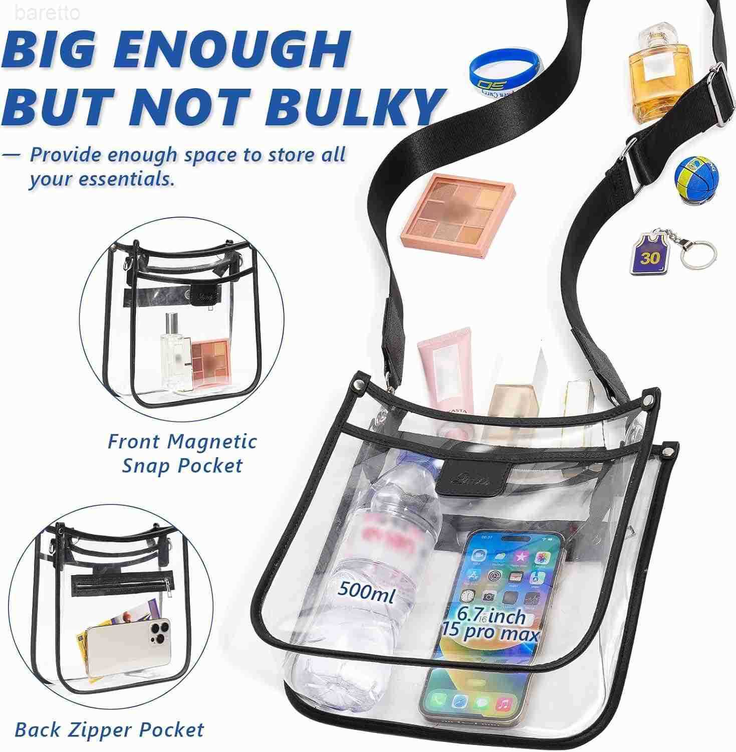 Pockets Large Clear Bag for Stadium Events with 2 Long Straps Purse for Women Crossbody Bag Concert Stadium Approved Z250909