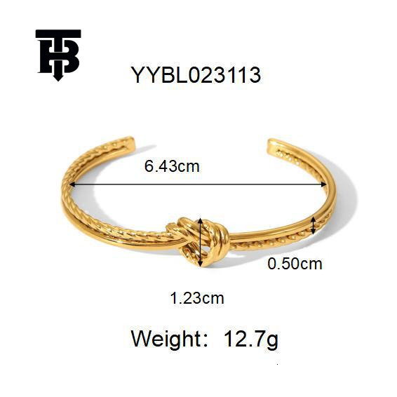 TB BHULAMTE Free Shipping New Designer Accessories Hot Selling Knot Twist Open Bracelet Stainless Steel Niche Design Simple Ins Style Bracelet Jewelry